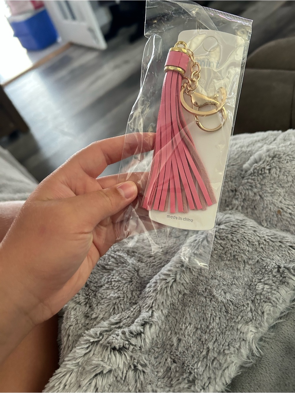 4/$50 Pink Tassel Keychain with Gold Hardware